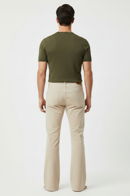 Pantalon Patte D'Éléphant Beige Clair Homme Décontracté Évasé - Coton - vue 2