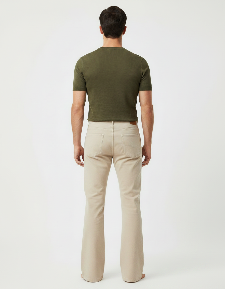 Pantalon Patte D'Éléphant Beige Clair Homme Décontracté Évasé - Coton - vue 2