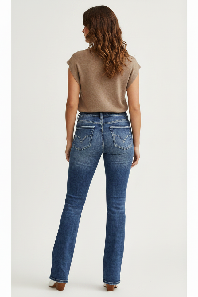 Pantalon Patte D'Éléphant Denim Bleu Décontracté Taille Haute - Jean - vue 2