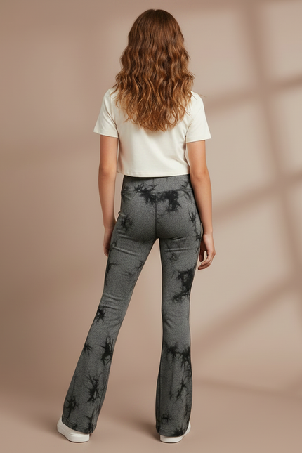 Pantalon Patte D'Éléphant Tie-Dye Gris Noir Évasé Confortable - Molleton - vue 2