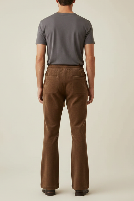 Pantalon Patte D'Éléphant Côtelé Marron Décontracté Homme Ample - Cordé - vue 2