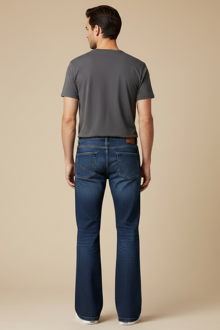 Pantalon Patte D'Éléphant Homme Denim Bleu Évasé Décontracté - Jean - vue 2