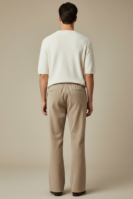 Pantalon Patte D'Éléphant Beige Côtelé Ample Décontracté Homme - Cordé - vue 2