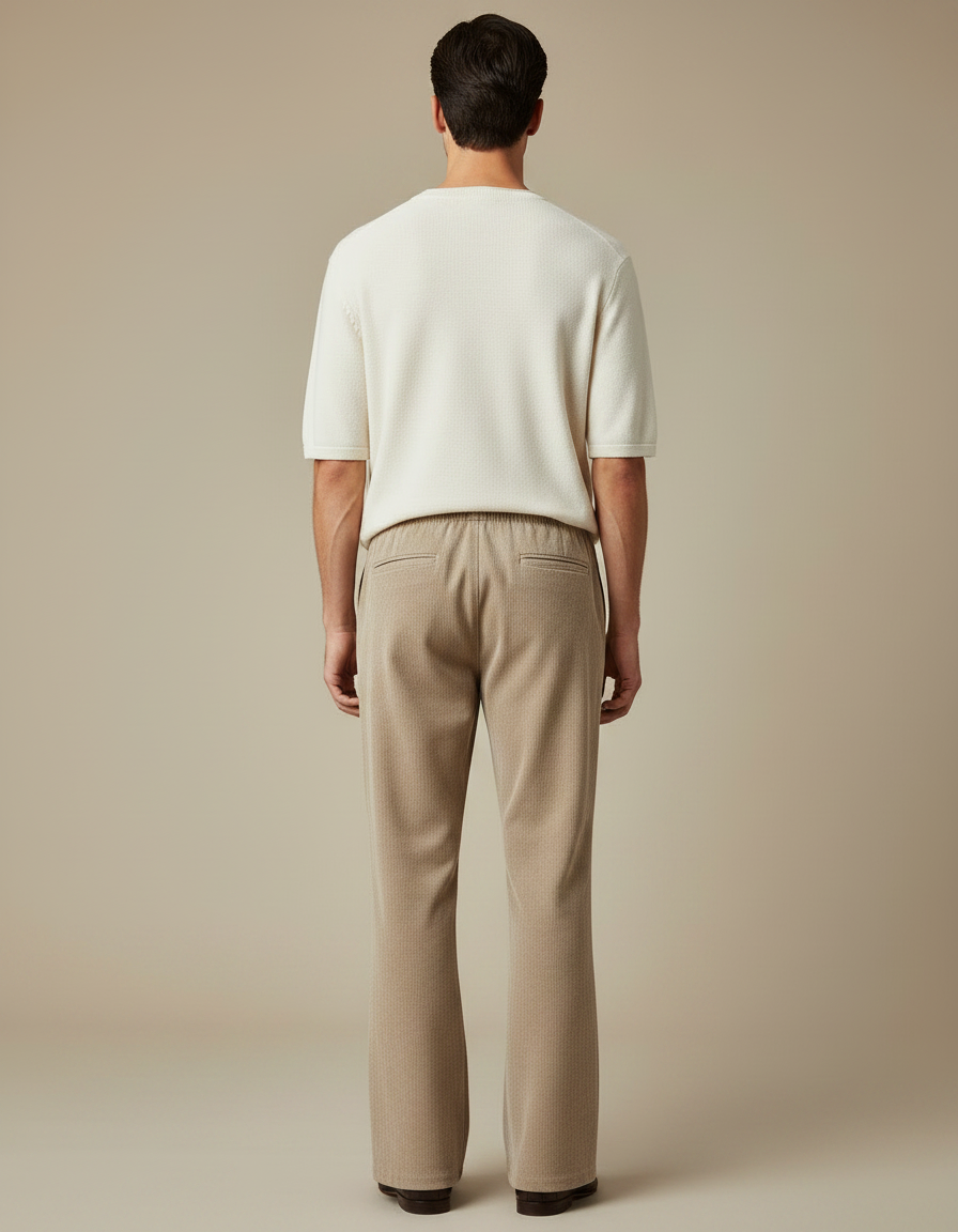 Pantalon Patte D'Éléphant Beige Côtelé Ample Décontracté Homme - Cordé - vue 2