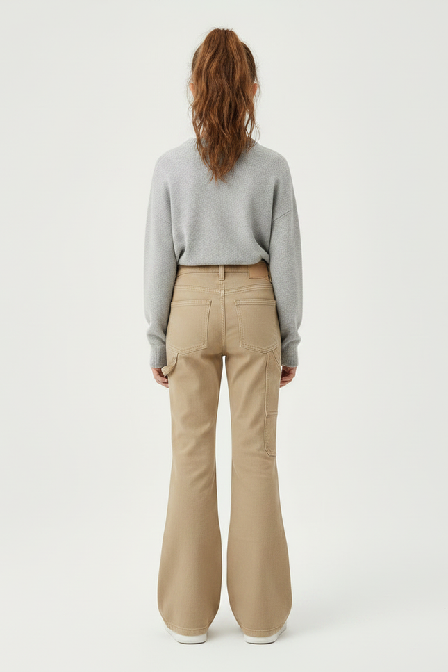 Pantalon Patte D'Éléphant Kaki Évasé Cargo Fille Décontracté - Toile - vue 2