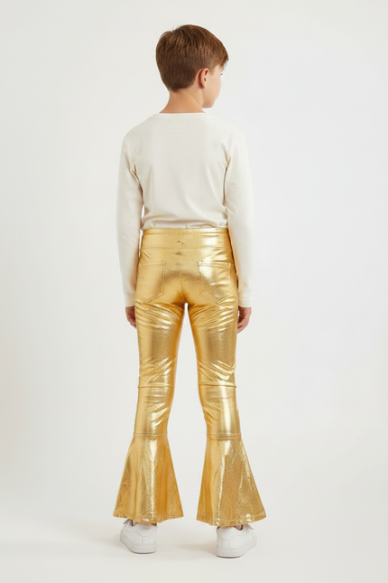 Pantalon Patte D'Éléphant Doré Brillant Métallique Évasé Enfant - Polyester - vue 2