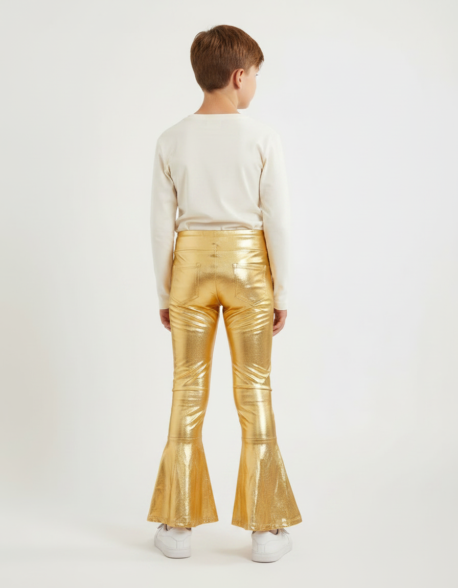 Pantalon Patte D'Éléphant Doré Brillant Métallique Évasé Enfant - Polyester - vue 2