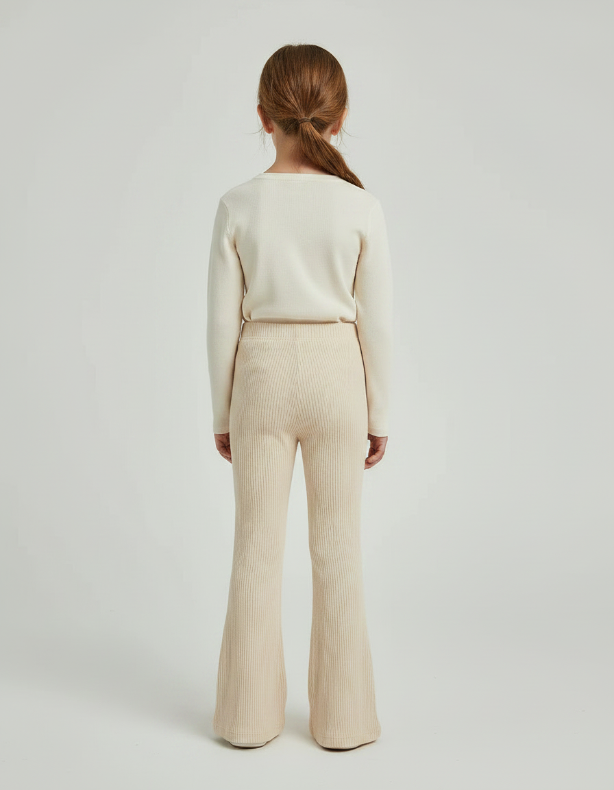 Pantalon Patte D'Éléphant Côtelé Beige Évasé Confortable Doux - Cordé - vue 2
