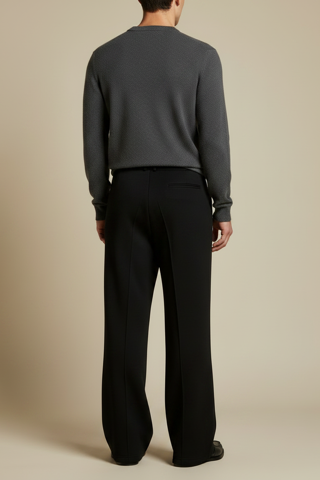 Pantalon Patte D'Éléphant Noir Ample Uni Homme - Maille - vue 2