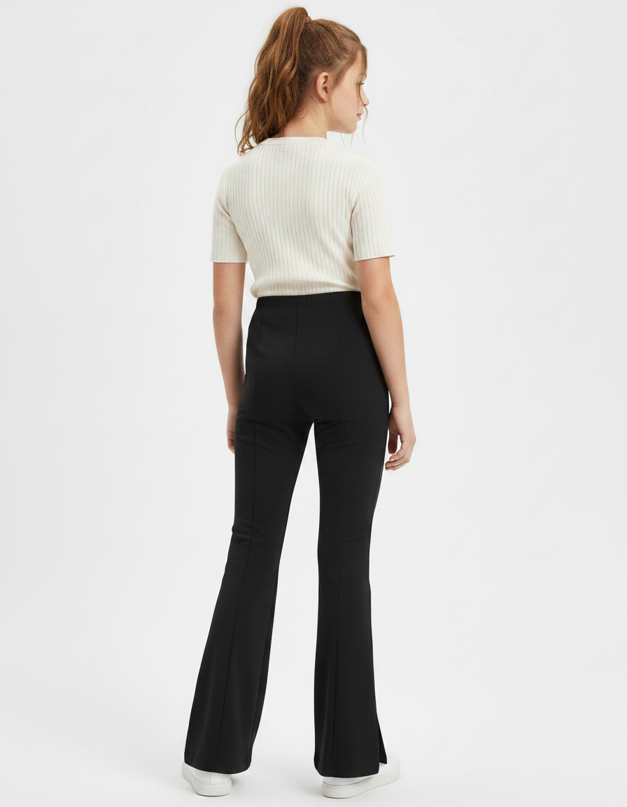 Pantalon Patte D'Éléphant Noir Évasé Confortable Fille - Maille - vue 2