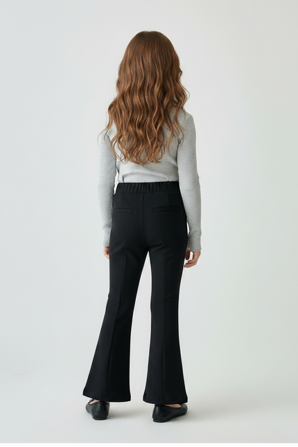 Pantalon Patte D'Éléphant Noir Fendu Confortable Fille - Maille - vue 2