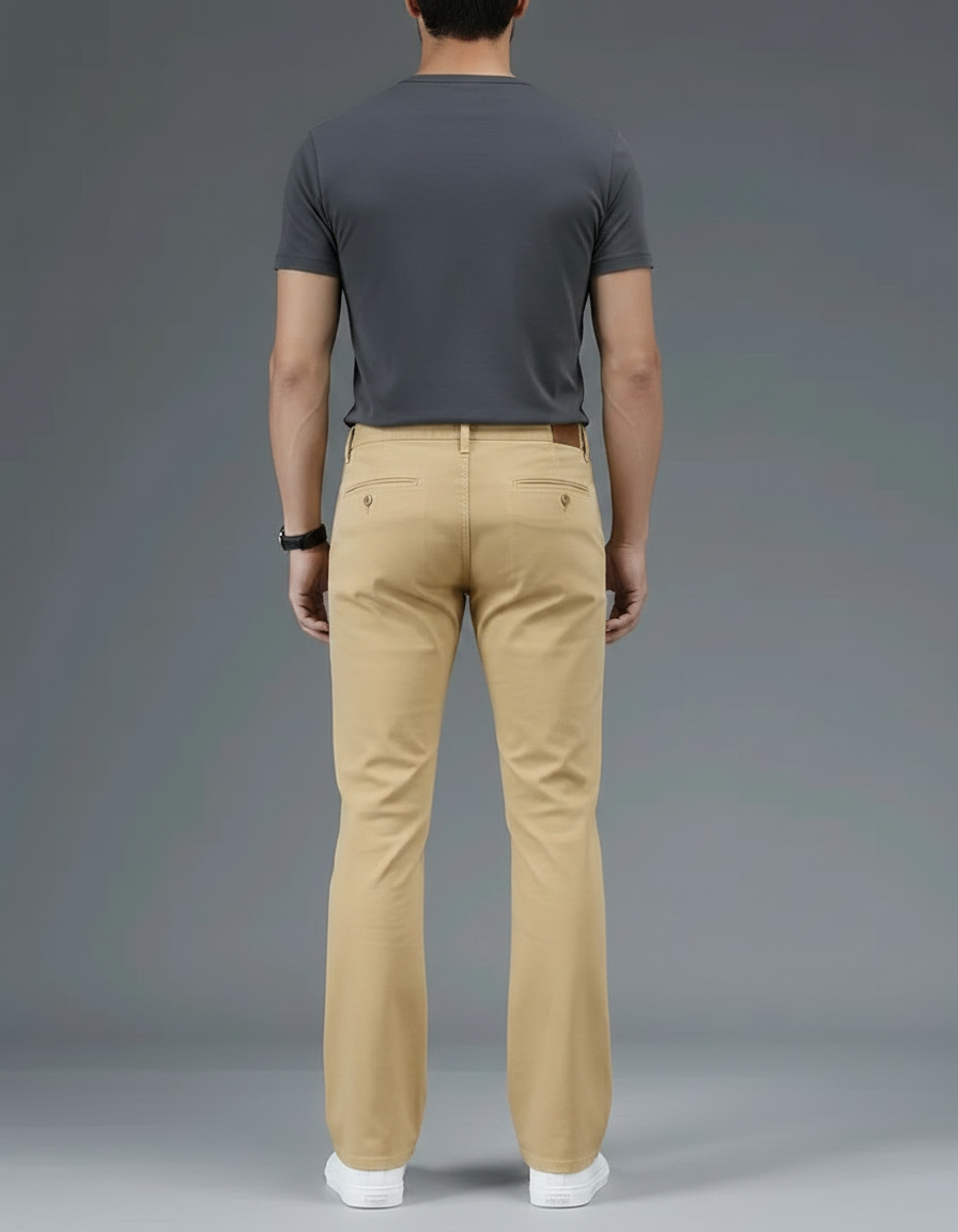 Pantalon Patte D'Éléphant Beige Clair Coupe Bootcut Homme - Gabardine - vue 2
