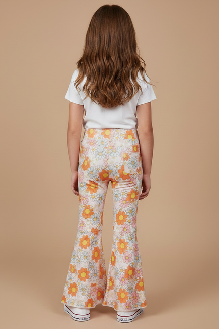 Pantalon Patte D'Éléphant Fleuri Évasé Confortable Fille - Imprimé Maille - vue 2
