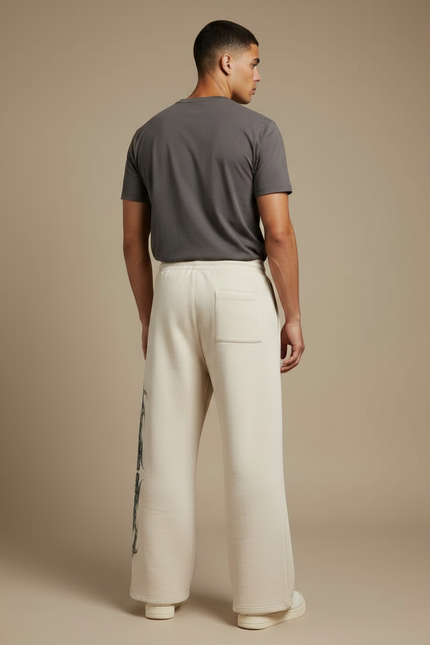 Pantalon Patte D'Éléphant Écru Coton Ample Tribal Gothique - Beige Molleton - vue 2