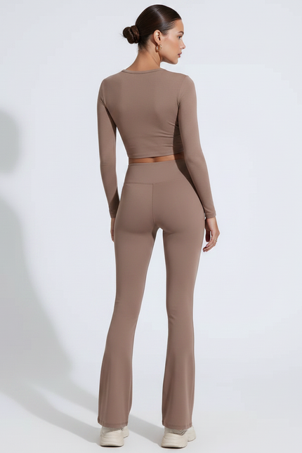 Pantalon Patte D'Éléphant Marron Taille Haute Évasé Confortable Femme - Polyester - vue 2