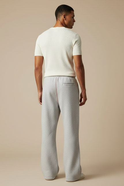Pantalon Patte D'Éléphant Gris Sportif Évasé Homme - Molleton - vue 2