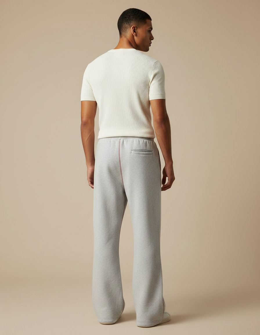 Pantalon Patte D'Éléphant Gris Sportif Évasé Homme - Molleton - vue 2