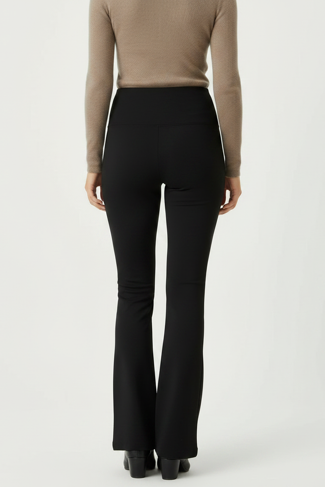 Pantalon Patte D'Éléphant Noir Taille Haute Évasé Élégant Femme - Polyester - vue 2