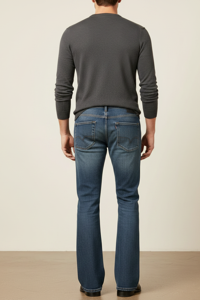 Pantalon Patte D'Éléphant Homme Jean Denim Bleu Classique - vue 2