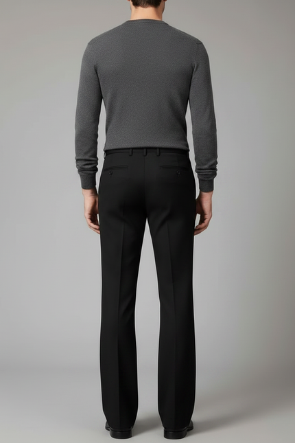 Pantalon Patte D'Éléphant Noir Homme Formel Évasé Élégant - Gabardine - vue 2