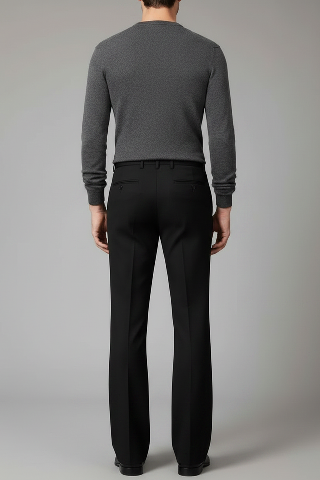 Pantalon Patte D'Éléphant Noir Homme Formel Évasé Élégant - Gabardine - vue 2