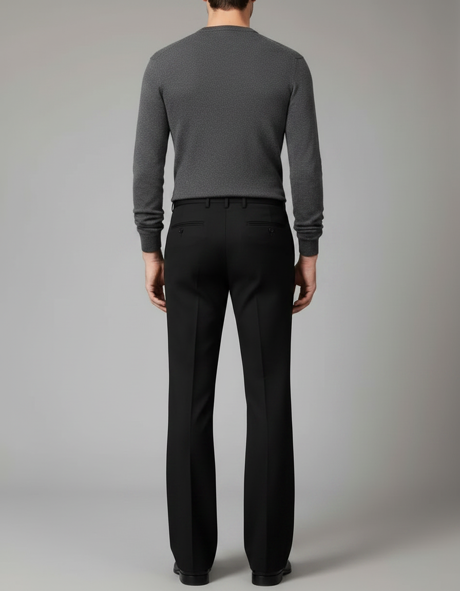 Pantalon Patte D'Éléphant Noir Homme Formel Évasé Élégant - Gabardine - vue 2