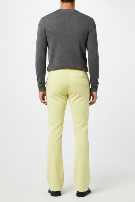 Pantalon Patte D'Éléphant Jaune Clair Uni Évasé Homme - Molleton - vue 2