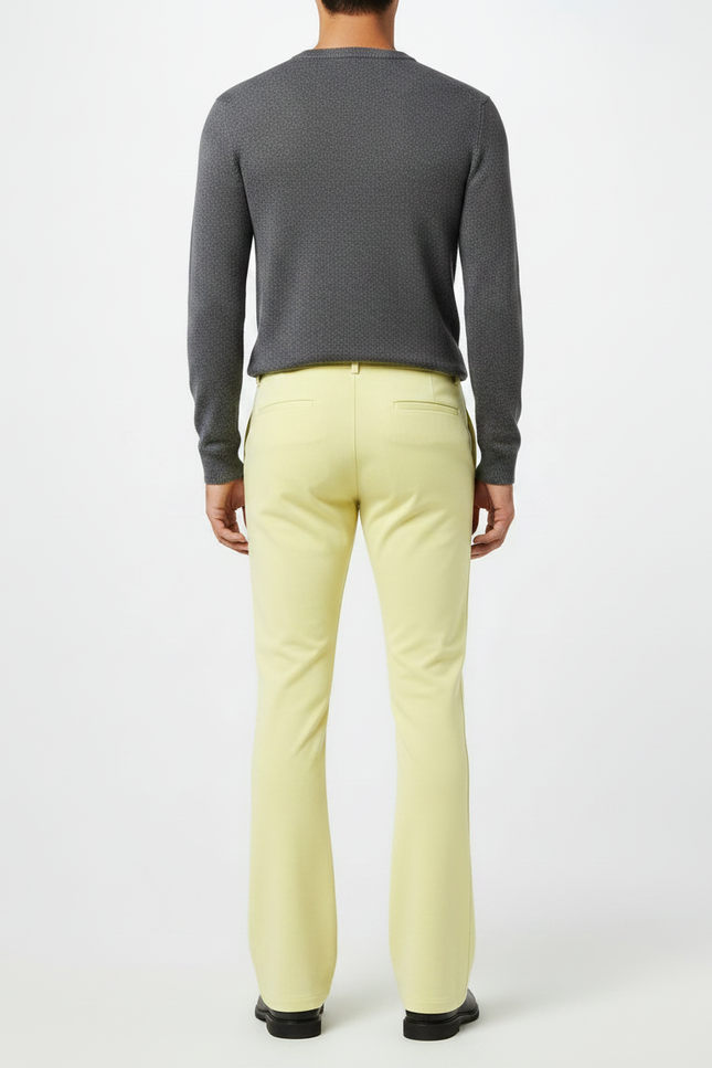 Pantalon Patte D'Éléphant Jaune Clair Uni Évasé Homme - Molleton - vue 2