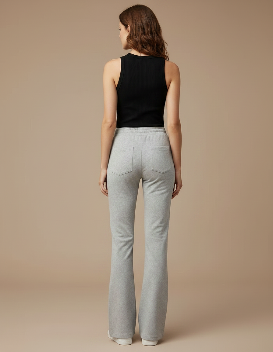 Pantalon Patte D'Éléphant Gris Décontracté Confortable Sport - Molleton - vue 2
