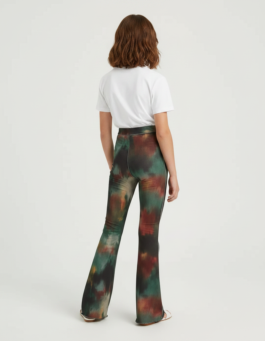 Pantalon Patte D'Éléphant Tie-Dye Évasé Imprimé Décontracté - Multicolore Maille - vue 2
