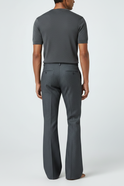 Pantalon Patte D'Éléphant Homme Gris Formel Évasé Élégant - Laine - vue 2