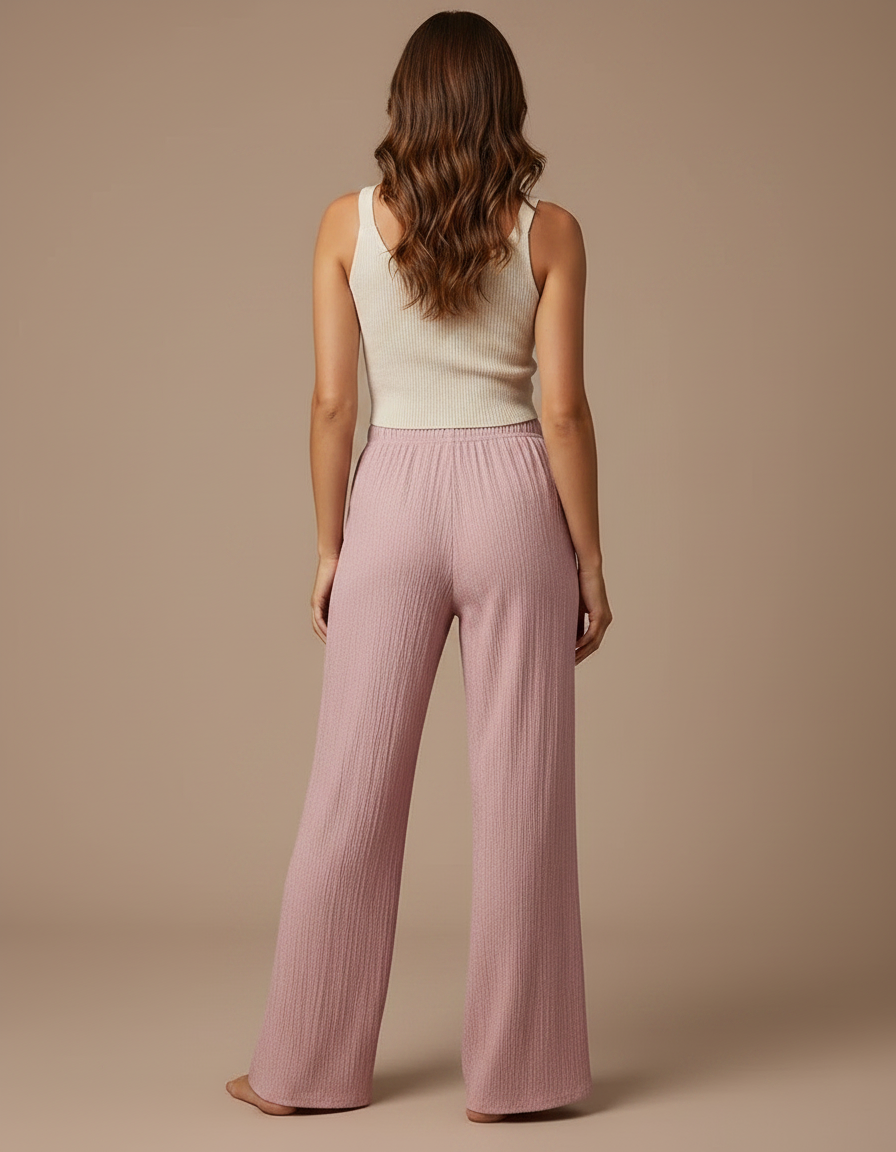 Pantalon Patte D'Éléphant Rose Plissé Ample Décontracté Fluide - Viscose - vue 2
