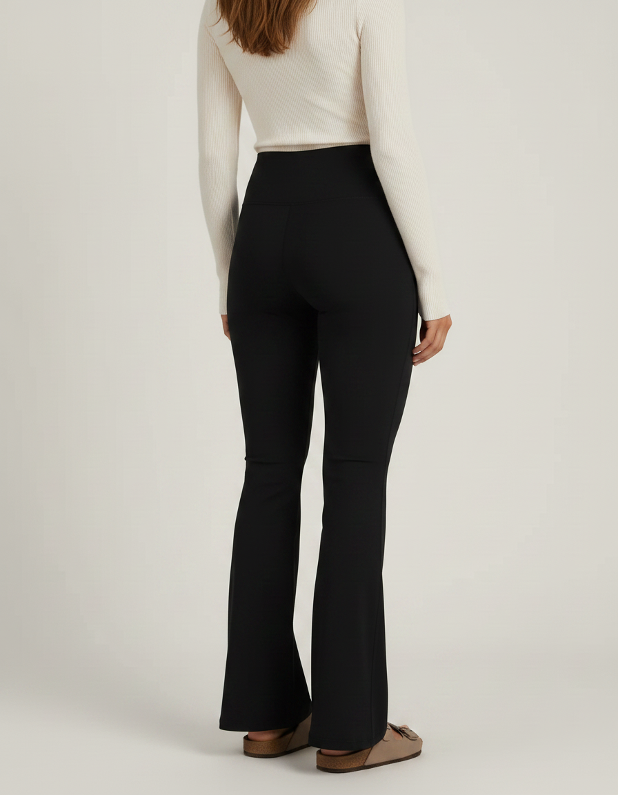 Pantalon Patte D'Éléphant Noir Taille Haute Confortable Évasé - Polyester - vue 2