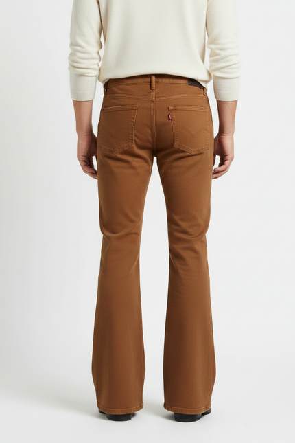 Pantalon Patte D'éléphant Homme Occasion - Marron Gabardine - vue 2