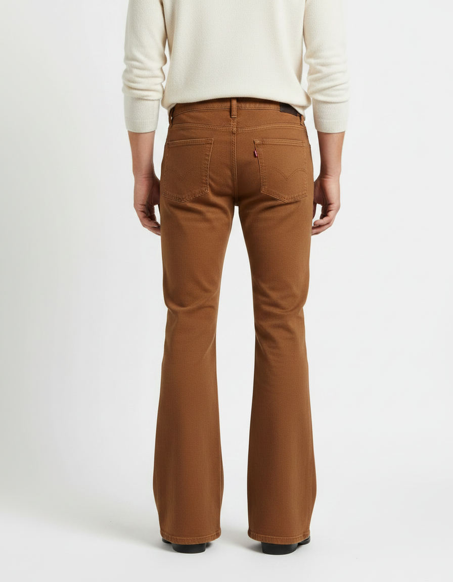 Pantalon Patte D'éléphant Homme Occasion - Marron Gabardine - vue 2