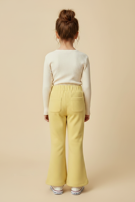 Pantalon Patte D'Éléphant Jaune Confortable Côtelé Enfant - Molleton - vue 2