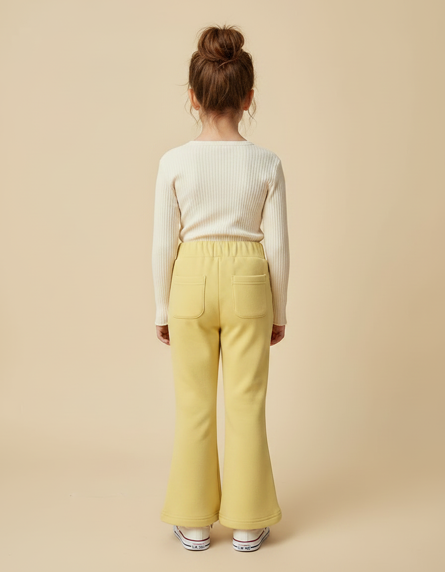 Pantalon Patte D'Éléphant Jaune Confortable Côtelé Enfant - Molleton - vue 2