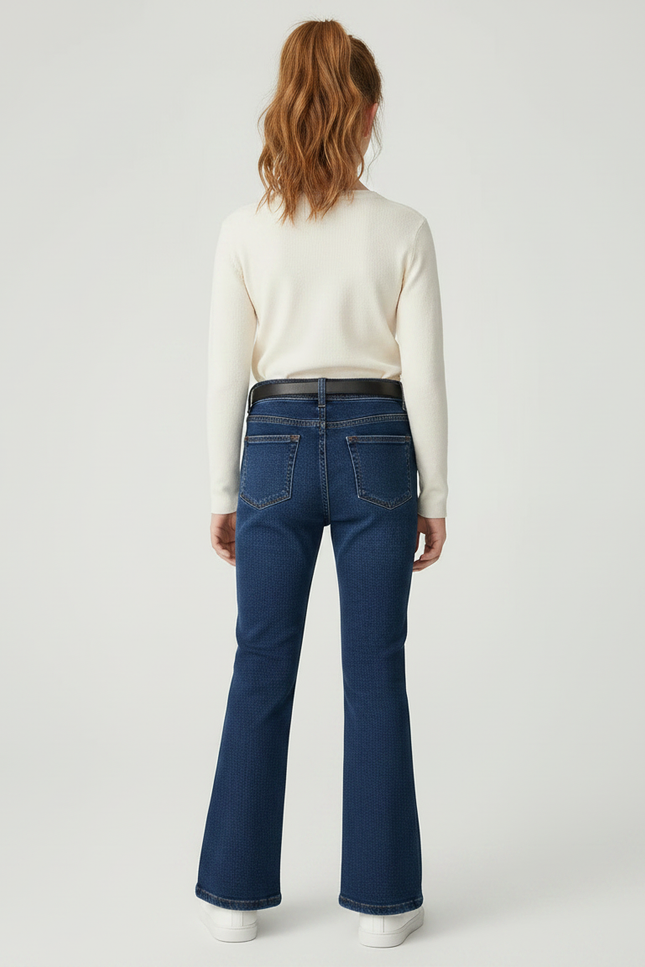 Pantalon Patte D'Éléphant Denim Bleu Évasé Enfant Fendu - Jean - vue 2