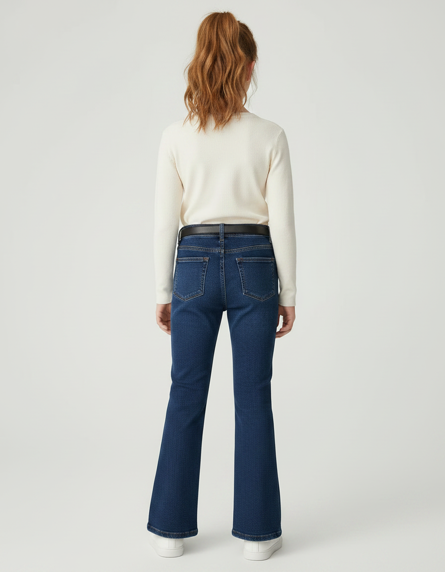Pantalon Patte D'Éléphant Denim Bleu Évasé Enfant Fendu - Jean - vue 2