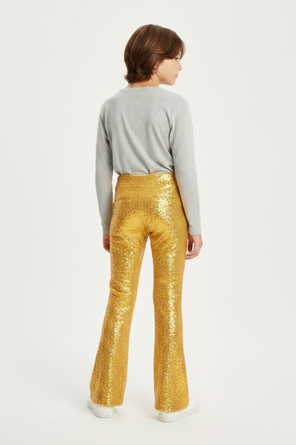 Pantalon Patte D'Éléphant Paillettes Dorées Évasé Scène Enfant - Polyester - vue 2