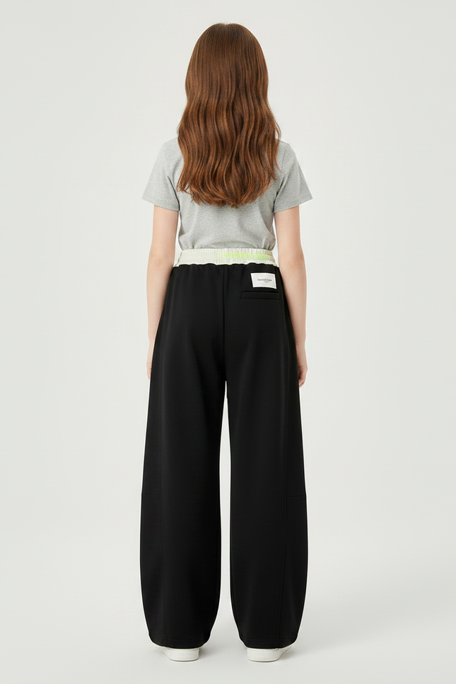 Pantalon Patte D'Éléphant Noir Ample Décontracté Cordon - Molleton - vue 2