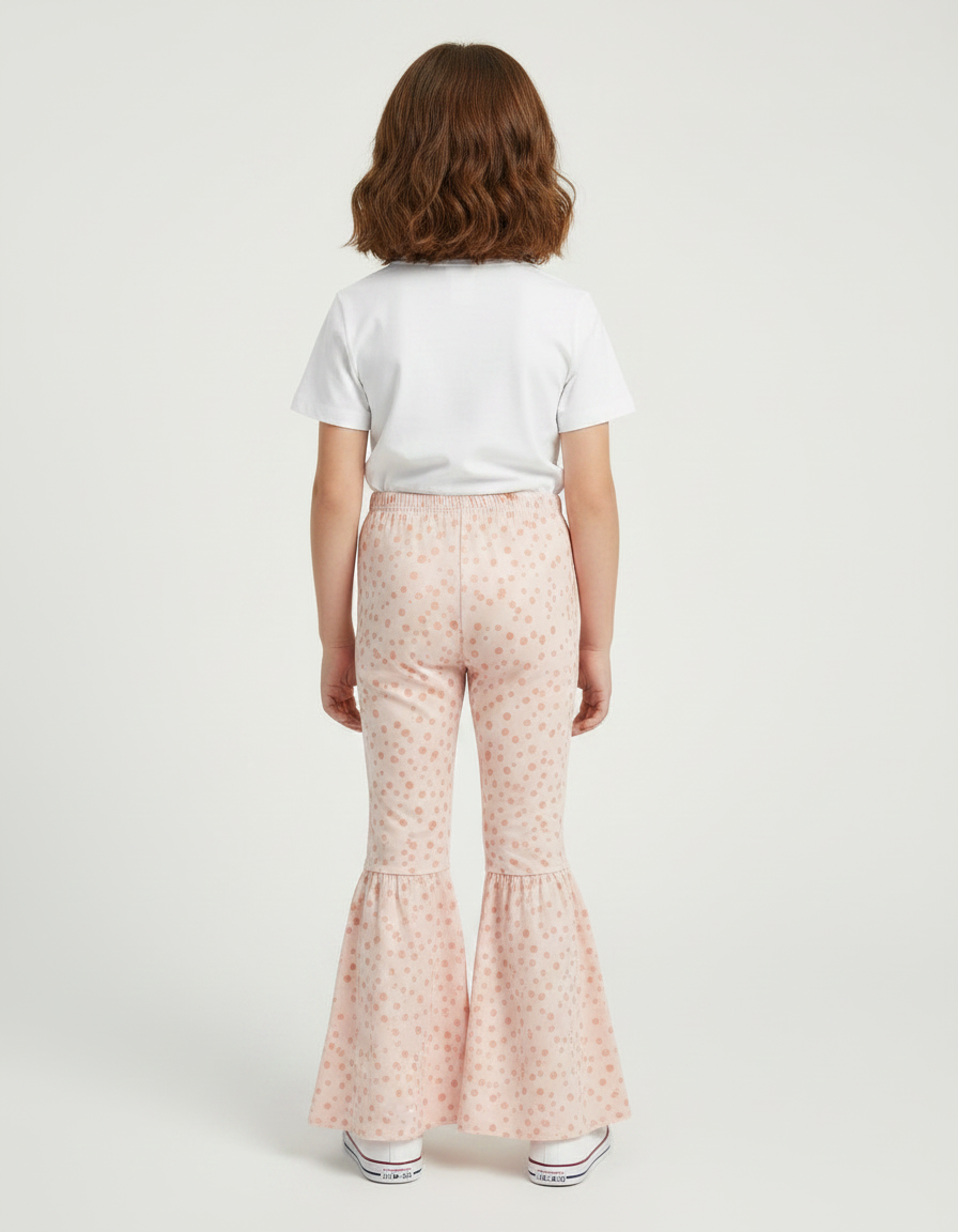 Pantalon Patte D'Éléphant Rose À Pois Évasé Confortable Fille - Maille - vue 2