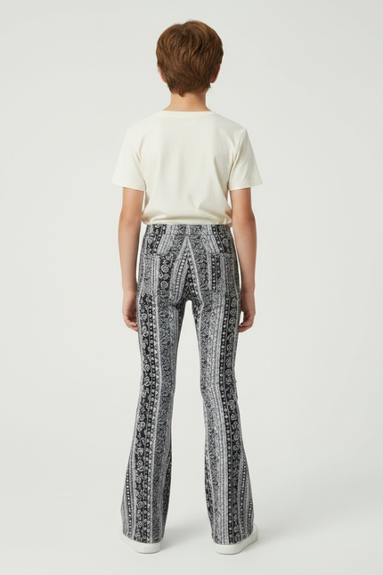 Pantalon Patte D'Éléphant Imprimé Élastique Ajusté Décontracté - Maille - vue 2