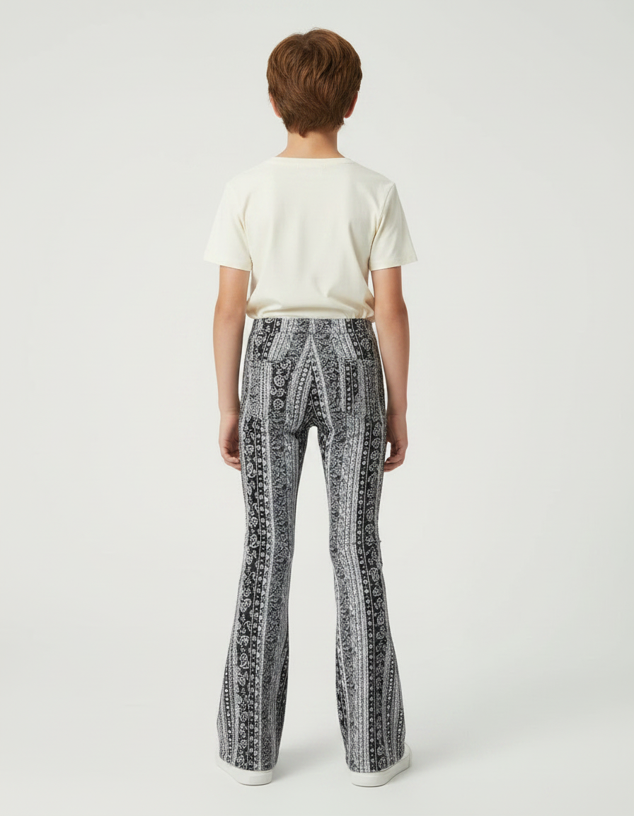 Pantalon Patte D'Éléphant Imprimé Élastique Ajusté Décontracté - Maille - vue 2
