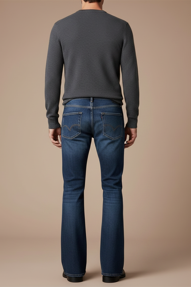 Pantalon Patte D'Éléphant Homme Denim Bleu Évasé Classique - Jean - vue 2