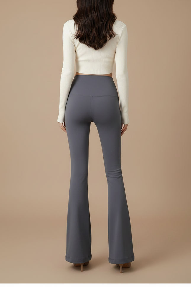 Pantalon Patte D'Éléphant Gris Taille Haute Fluide Confortable - Polyester - vue 2