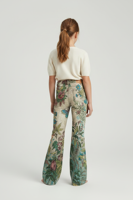 Pantalon Patte D'Éléphant Imprimé Floral Bohème Évasé Enfant - Multicolore Jean - vue 2
