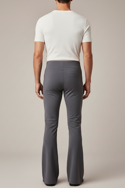 Pantalon Patte D'Éléphant Gris Homme Ajusté Confortable Évasé - Polyester - vue 2