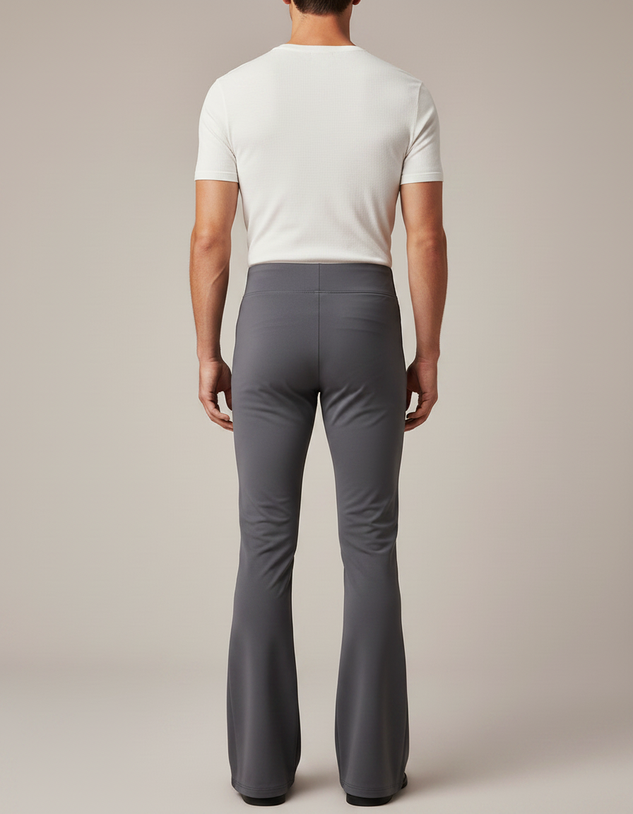 Pantalon Patte D'Éléphant Gris Homme Ajusté Confortable Évasé - Polyester - vue 2
