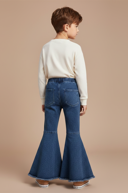 Pantalon Patte D'Éléphant Bleu Denim Évasé Enfant Fille - Jean - vue 2